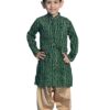 VASTRAMAY Boys' Blue and Rose Gold Kurta Patiala Set | Gold Bandhani And Foil Print Rayon Kurta With Pyjama for Navratri, Diwali & Festive Celebrations - Stylish and Comfortable...
