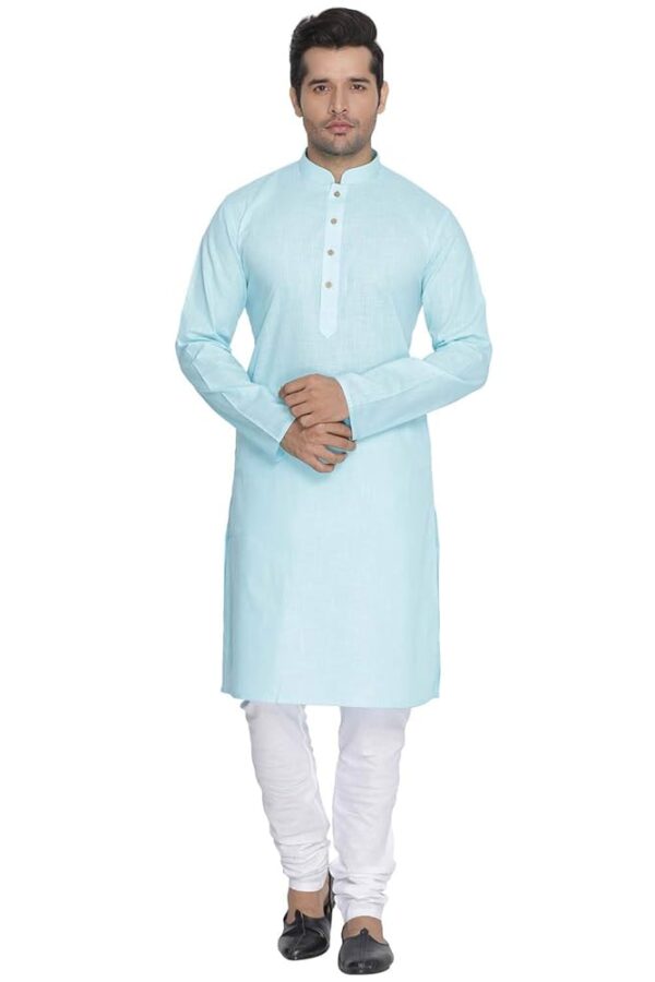 VASTRAMAY Mens Cotton Blend Kurta Pyjama Set - Classic Ethnic Attire for Timeless Style and Cultural Celebrations || Solid Plain Full Sleeves Kurta Pyjama Set