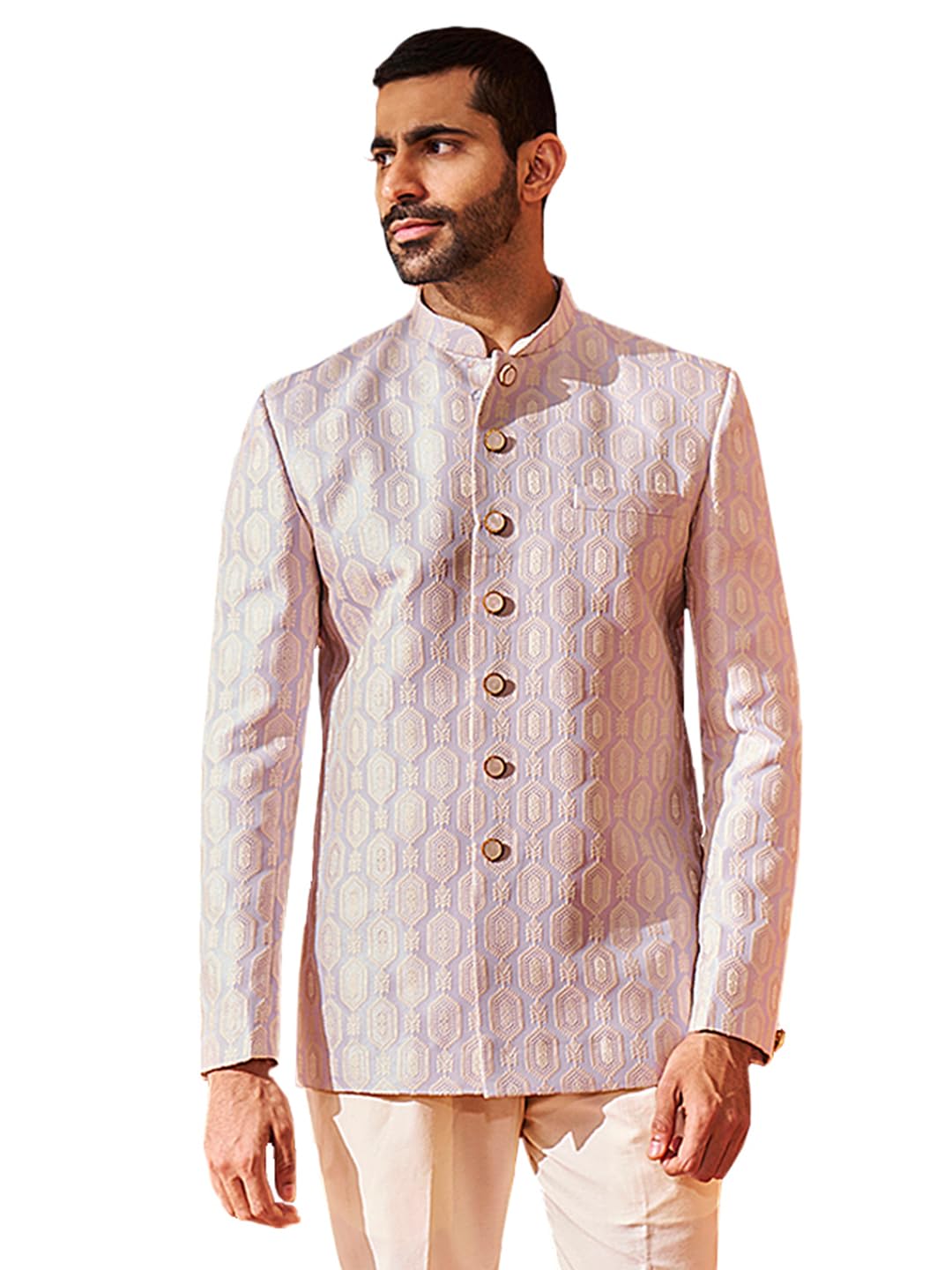 VASTRAMAY Men's Jodhpuri - Silk Blend Jacquard Jodhpuri For Men.