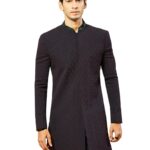 VASTRAMAY Men's Silk Blend Indo Western Top Only, Silk Blend Emboss Fabric Indo Western For Men, Traditional Indian Wear for Weddings & Festivals