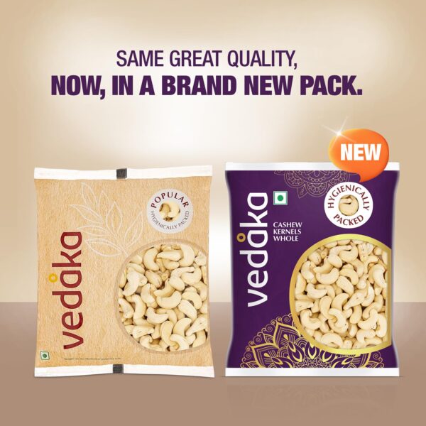 Vedaka Whole Cashews | 200 Gram | Grade W320 Kaju | Gluten-Free & Plant Based Protein | Firm Texture, Rich Taste | Regular-Sized, Non-Split | Healthy Snack