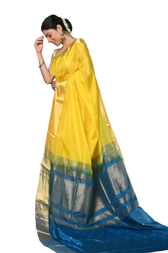 Very Much Indian Women's Handloom Cotton Saree with Border Contrasting Pallu & Butti Blouse Piece Featured on Shark Tank India