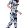 VJ Fashion Women'S Cotton Lycra Printed & Knitted Round Neck Night Wear Set Of Top And Pazama