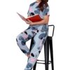 VJ Fashion Women'S Cotton Lycra Printed & Knitted Round Neck Night Wear Set Of Top And Pazama