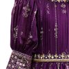 White Button New Wine Ethnic Long Party Kids Gown for Girls Maxi Dress