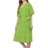 Women Cotton All Over Print Knee Length Kaftan Nighty|| Featured in Shark Tank India-Green