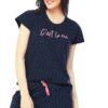 Women's Cotton Dot Printed Night Suit Set of Top & Shorts -Black