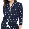 Women's Cotton Heart Printed Night Suit Set Of Shirt & Pajama Set-Black