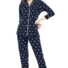 Women's Cotton Heart Printed Night Suit Set Of Shirt & Pajama Set-Black