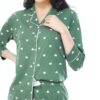 Women's Cotton Heart Printed Night Suit Set Of Shirt & Pajama Set-Green