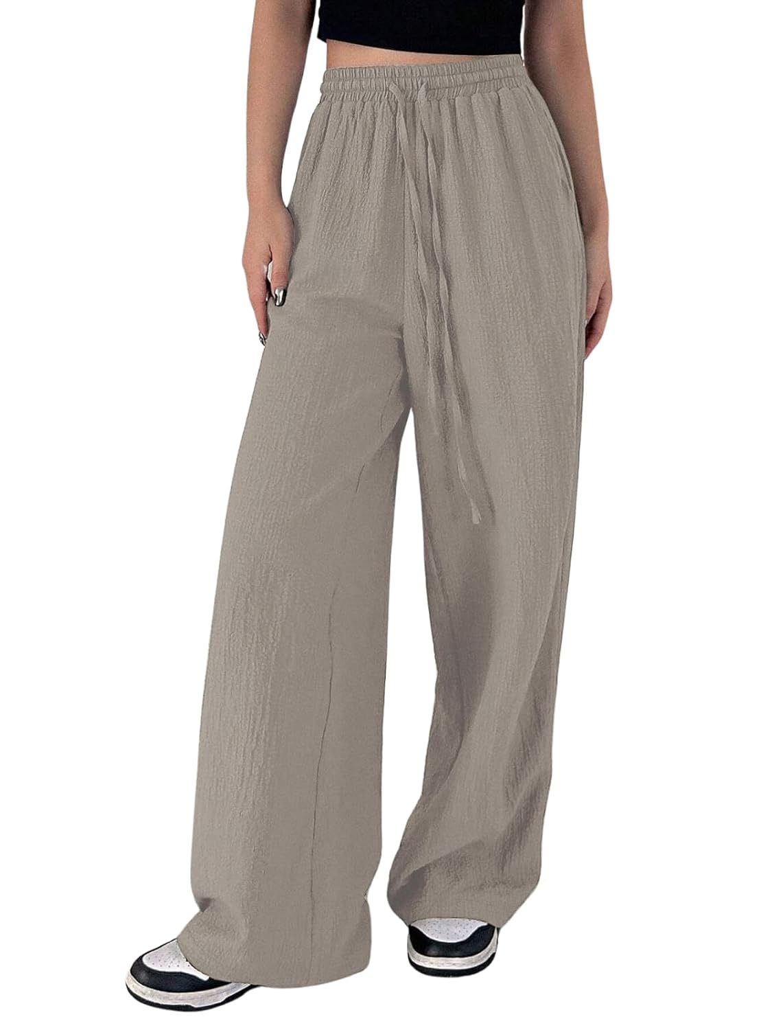 Women's Loose High Rise Track Pant-Grey