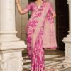 Women's Lucknowi Chikankari Linen cotton Woven Sarees For Women with Blouse sarees for Women-001