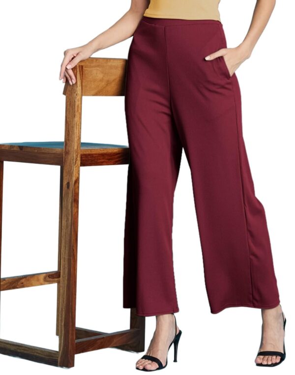 Women's Lycra Regular Fit Trouser Pant for Office School Formal Casual Daily Use-Red