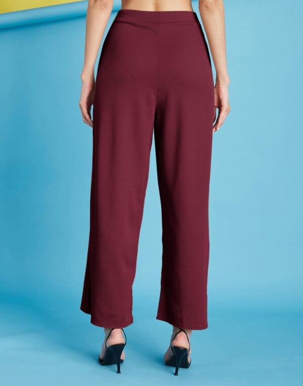 Women's Lycra Regular Fit Trouser Pant for Office School Formal Casual Daily Use-Red