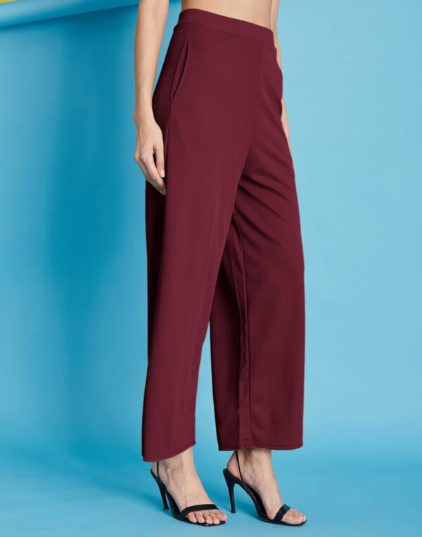 Women's Lycra Regular Fit Trouser Pant for Office School Formal Casual Daily Use-Red