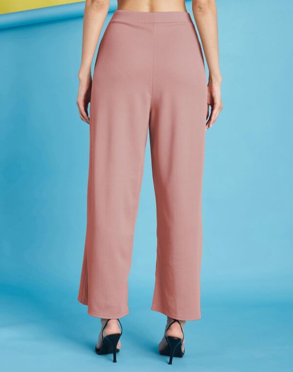 Women's Lycra Regular Fit Trouser Pant for Office School Formal Casual Daily Use-Pink