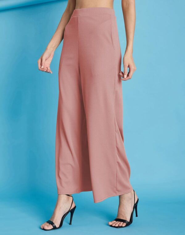 Women's Lycra Regular Fit Trouser Pant for Office School Formal Casual Daily Use-Pink