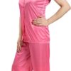 Women's Plain Satin Night Suit (Shirt and Pyjama) (Color Options) (Size - Small to XX-Large)-Pink