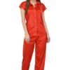 Women's Plain Satin Night Suit (Shirt and Pyjama) (Color Options) (Size - Small to XX-Large)-Red