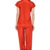 Women's Plain Satin Night Suit (Shirt and Pyjama) (Color Options) (Size - Small to XX-Large)-Red