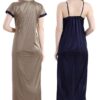 Women's Satin Solid Knee Length Nighty with Robe