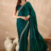 Women's Soft Satin Saree with Embroidered Sequin Border With Blouse Piece, Traditional Indian Ethnic Wear, Party, Wedding Sarees For Womens