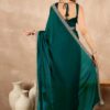 Women's Soft Satin Saree with Embroidered Sequin Border With Blouse Piece, Traditional Indian Ethnic Wear, Party, Wedding Sarees For Womens