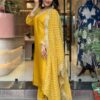Yashika Women Silk Blend Table Print Kurta Pant Set with Mal Cotton Digital Print Dupatta and Embroidery Work Suitable For Every Indian Occasion