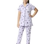 ZEYO Girl's Cotton Heart Printed Night Suit Set 5506