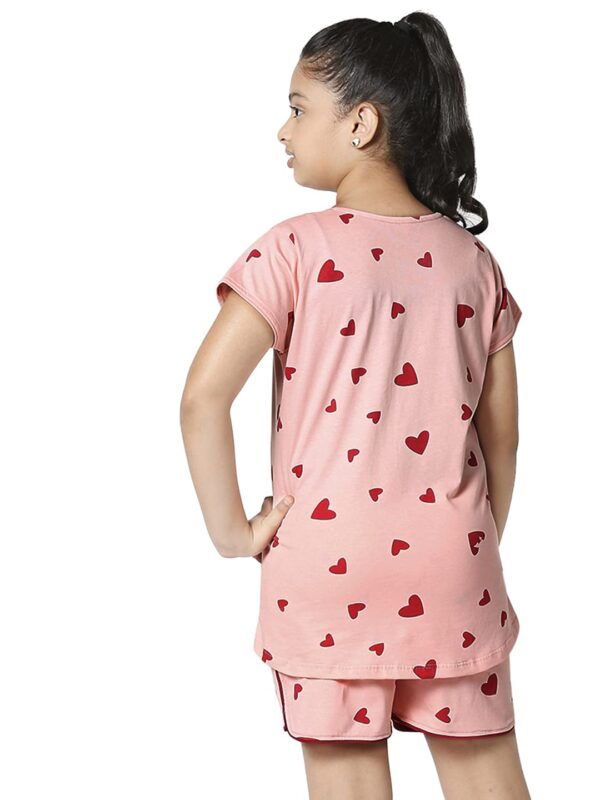 ZEYO Girls Night Suit Set Cotton Heart Print Night dress 5503