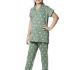ZEYO Girls Night Suit Set Cotton heart Print Pajama Set Night dress 5506