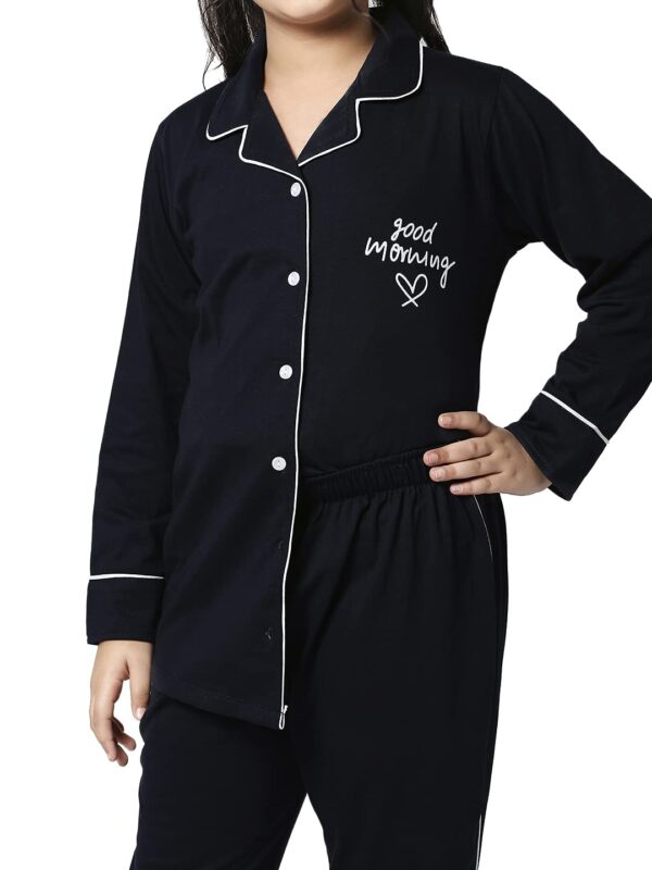 ZEYO Girls Night Suit Set Cotton Solid Plain Pajama Set Night dress 5512