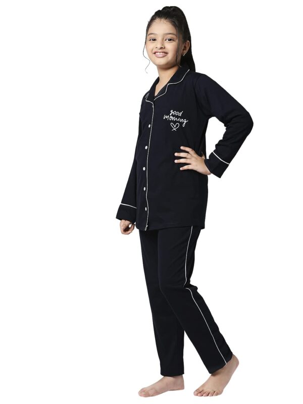 ZEYO Girls Night Suit Set Cotton Solid Plain Pajama Set Night dress 5512