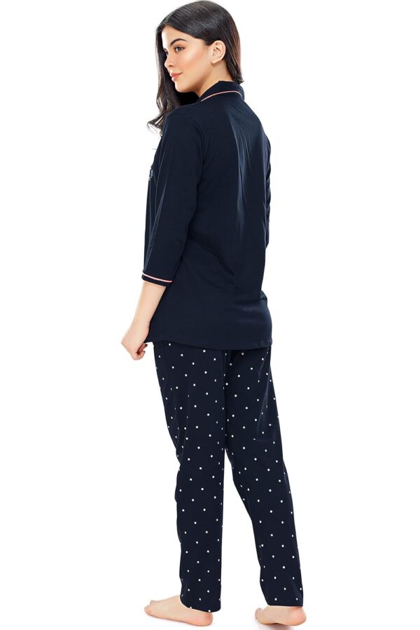 ZEYO Women's Cotton Dot Printed Pajama Set Night Suit Set Of Shirt & Pyjama 5242