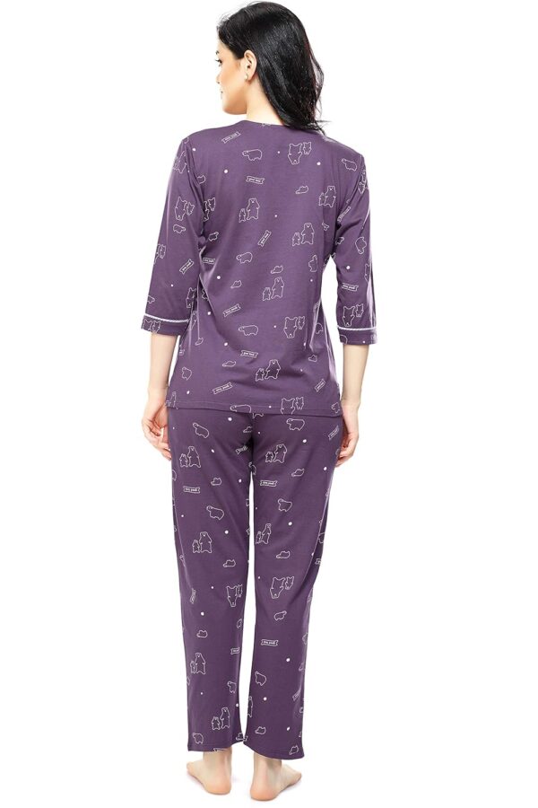 ZEYO Women's Cotton Flash Printed Night Suit set of Shirt & Pajama Set 5251