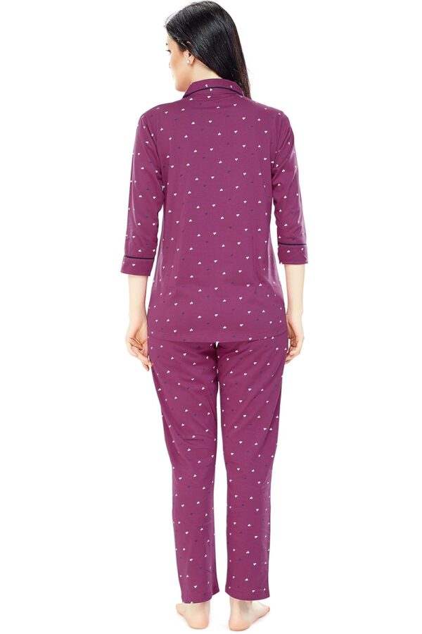 ZEYO Women's Cotton Heart Printed Night Suit set of Shirt & Pajama Set 5152