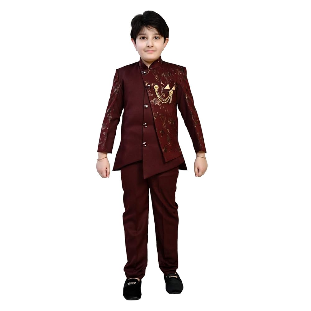 Zolario Clothing Set, Indo Western Dress for Kids Boys, Jacket and Pant Set, Ideal for Wedding, Birthday and Party.